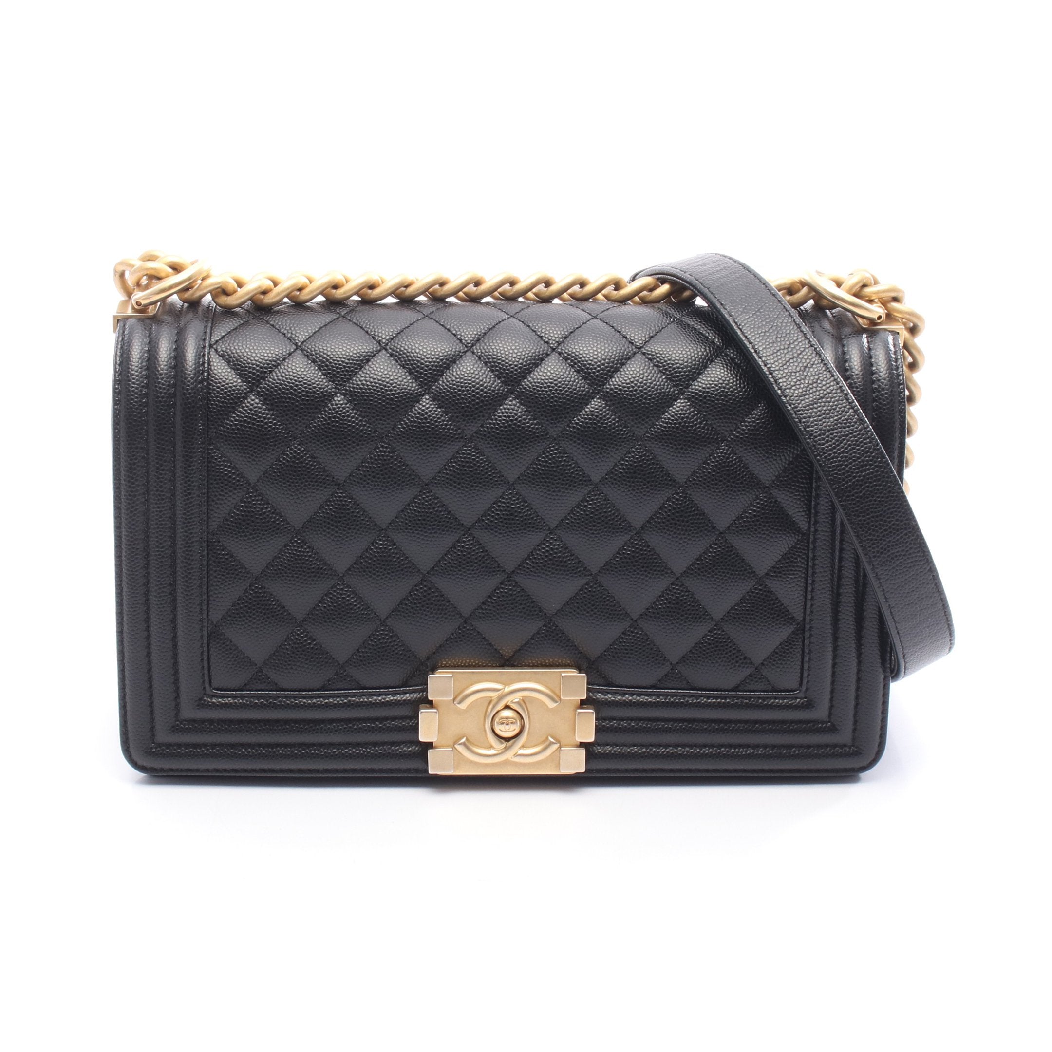 ボーイシャネル チェーンショルダーバッグ キャビアスキン ブラック