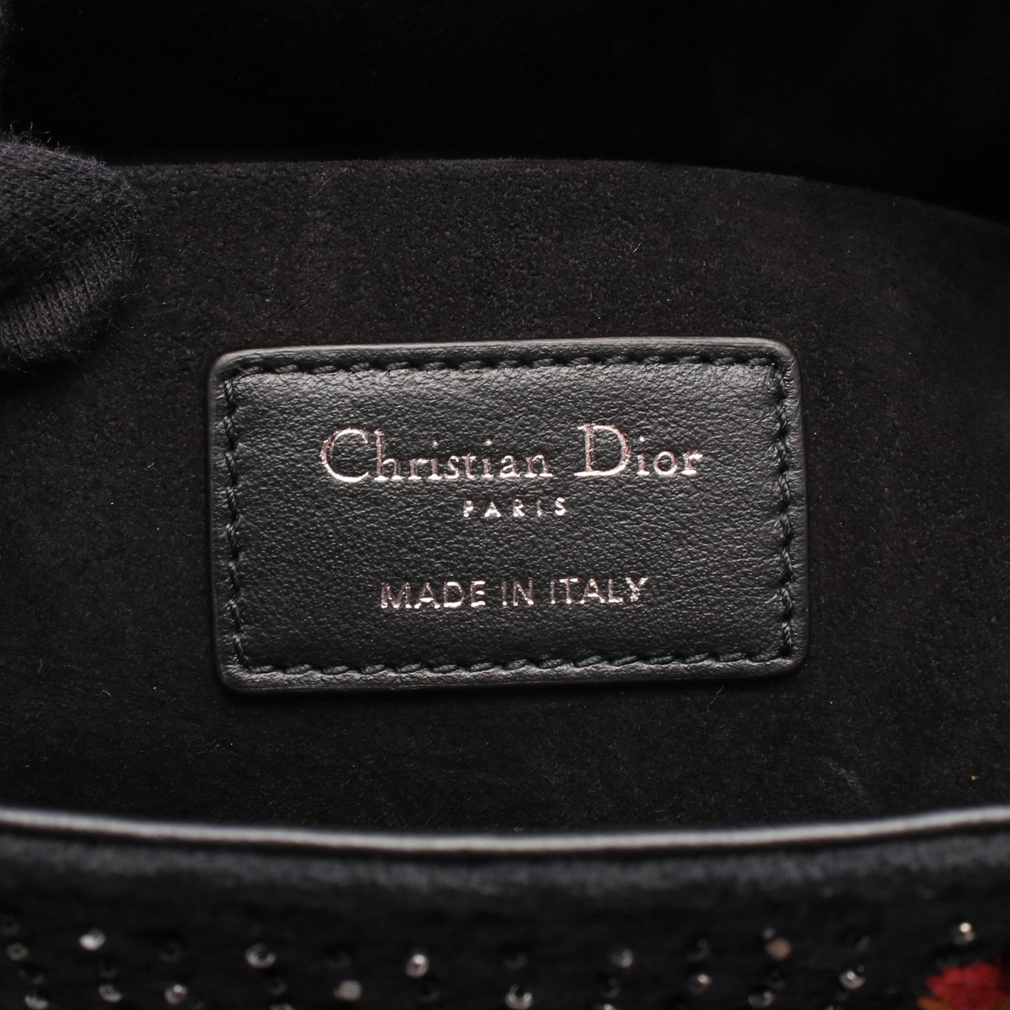 Lady D-Joy ミディアム ハンドバッグ 刺繍 レザー フェルト ブラック マルチカラー 2WAY クリスチャンディオール バッグ Christian Dior