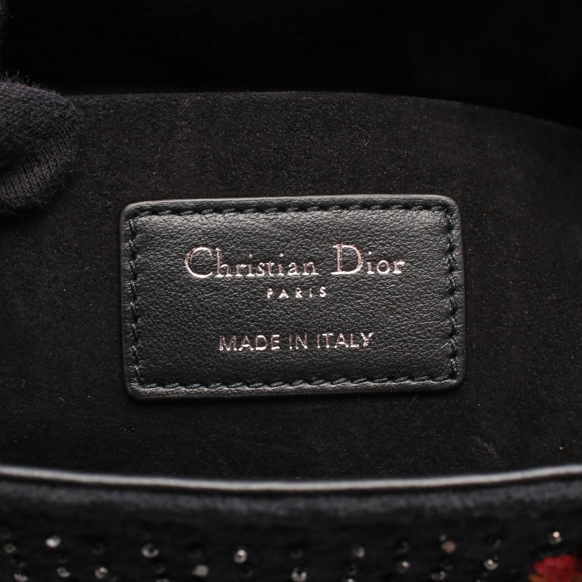 Lady D-Joy ミディアム ハンドバッグ 刺繍 レザー フェルト ブラック マルチカラー 2WAY クリスチャンディオール バッグ Christian Dior