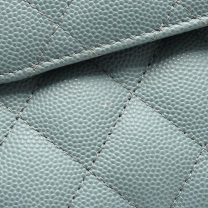マトラッセ Wフラップ Wチェーンショルダーバッグ キャビアスキン ブルーグレー シルバー金具 シャネル バッグ CHANEL