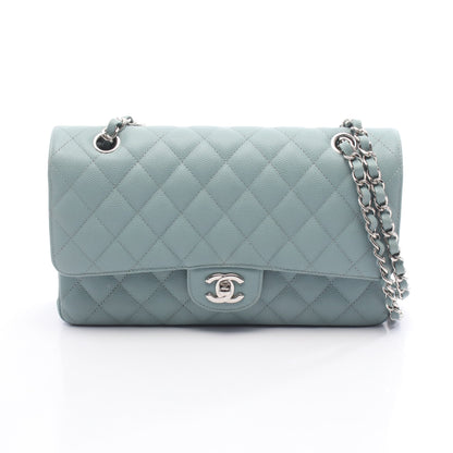 マトラッセ Wフラップ Wチェーンショルダーバッグ キャビアスキン ブルーグレー シルバー金具 シャネル バッグ CHANEL