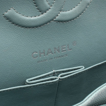 マトラッセ Wフラップ Wチェーンショルダーバッグ キャビアスキン ブルーグレー シルバー金具 シャネル バッグ CHANEL