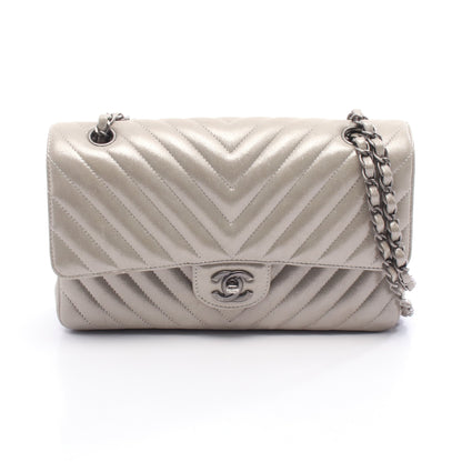 マトラッセ Wフラップ Wチェーンショルダーバッグ レザー シャンパンゴールド アンティークシルバー金具 シャネル バッグ CHANEL