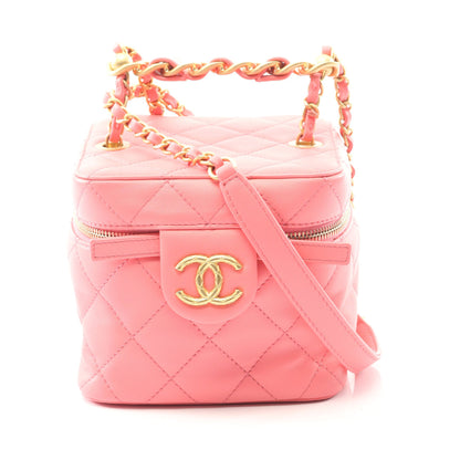 マトラッセ バニティバッグ チェーンショルダーバッグ ラムスキン ピンク ゴールド金具 2WAY シャネル バッグ CHANEL