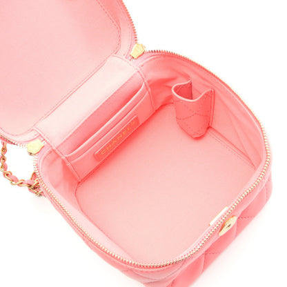 マトラッセ バニティバッグ チェーンショルダーバッグ ラムスキン ピンク ゴールド金具 2WAY シャネル バッグ CHANEL