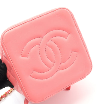 マトラッセ バニティバッグ チェーンショルダーバッグ ラムスキン ピンク ゴールド金具 2WAY シャネル バッグ CHANEL