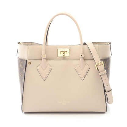 オンマイサイドMM モノグラム グレージュ ハンドバッグ レザー ベージュ ブラウン 2WAY ルイヴィトン バッグ LOUIS VUITTON