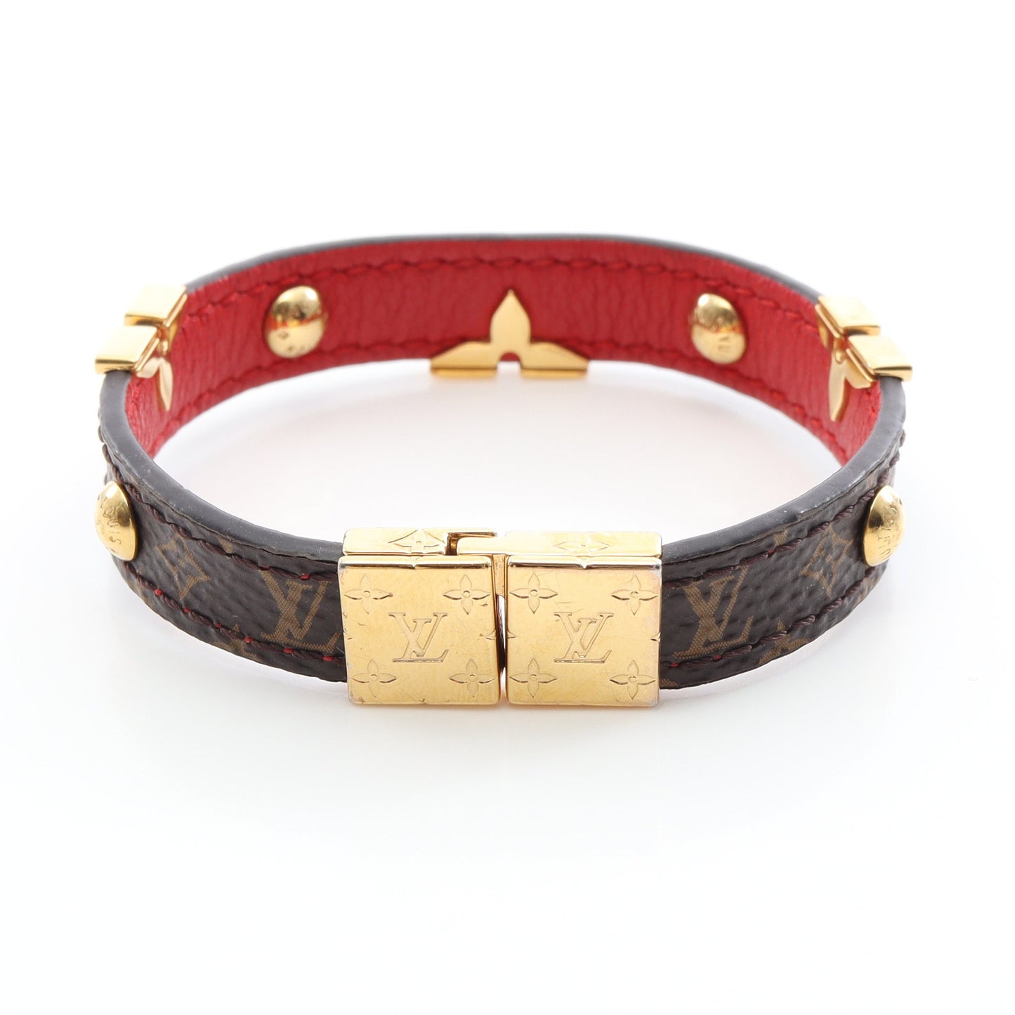 ブラスレ LVクラウン ブレスレット PVC GP ブラウン レッド ゴールド リバーシブル ルイヴィトン アクセサリー LOUIS VUITTON