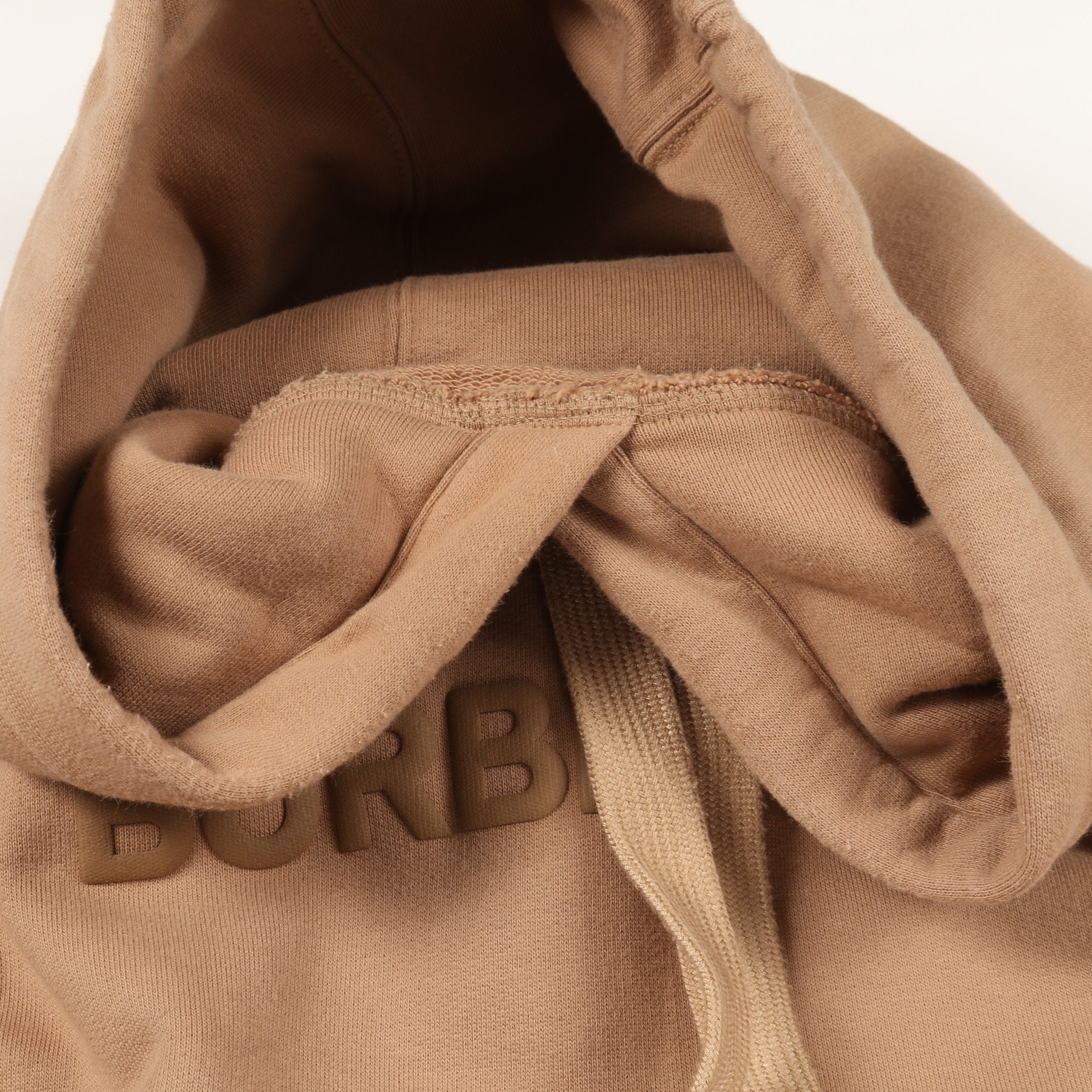 LOGO PRINT COTTON HOODIE プルオーバーパーカー コットン ベージュ