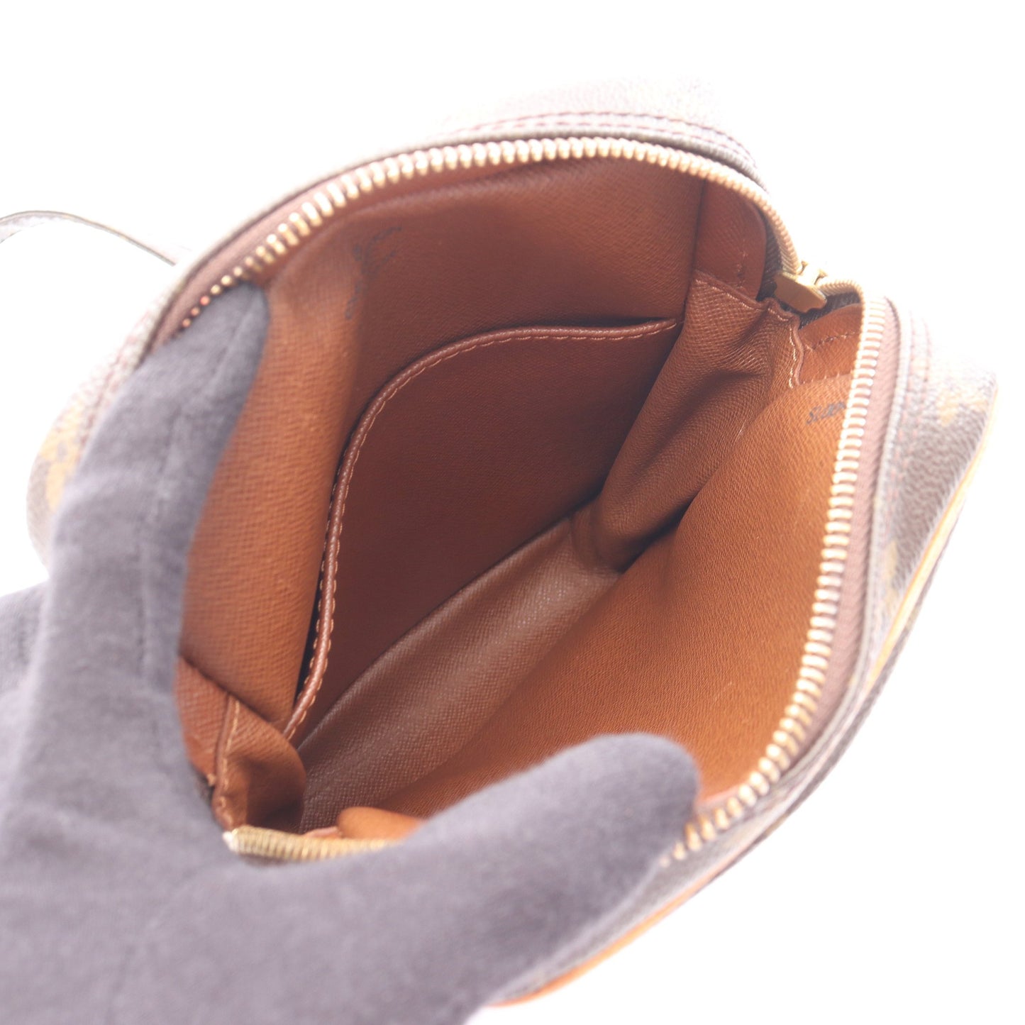 ダヌーブ モノグラム ショルダーバッグ PVC レザー ブラウン ルイヴィトン バッグ LOUIS VUITTON