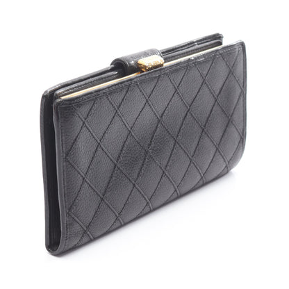 ビコローレ 二つ折り長財布 キャビアスキン ブラック ゴールド金具 がま口 シャネル 財布・小物 CHANEL