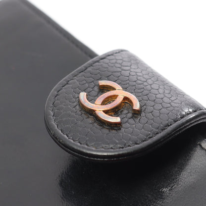 ビコローレ 二つ折り長財布 キャビアスキン ブラック ゴールド金具 がま口 シャネル 財布・小物 CHANEL