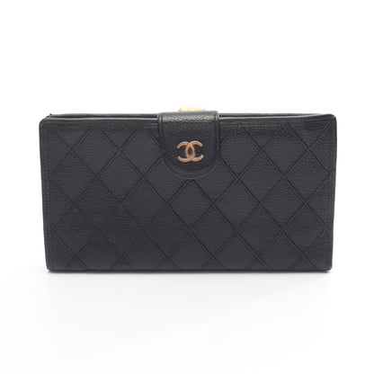 ビコローレ 二つ折り長財布 キャビアスキン ブラック ゴールド金具 がま口 シャネル 財布・小物 CHANEL