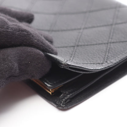 ビコローレ 二つ折り長財布 キャビアスキン ブラック ゴールド金具 がま口 シャネル 財布・小物 CHANEL