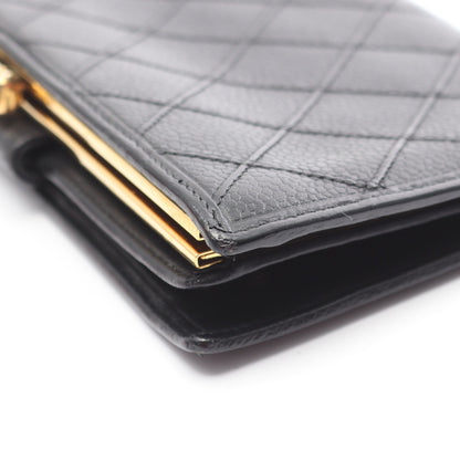 ビコローレ 二つ折り長財布 キャビアスキン ブラック ゴールド金具 がま口 シャネル 財布・小物 CHANEL