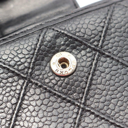 ビコローレ 二つ折り長財布 キャビアスキン ブラック ゴールド金具 がま口 シャネル 財布・小物 CHANEL