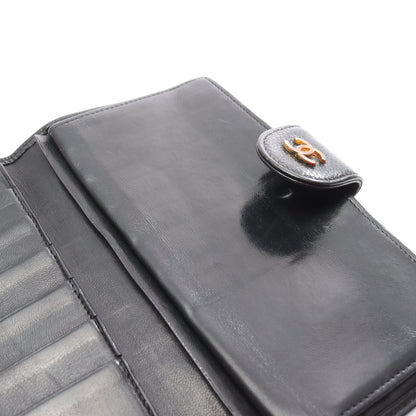 ビコローレ 二つ折り長財布 キャビアスキン ブラック ゴールド金具 がま口 シャネル 財布・小物 CHANEL