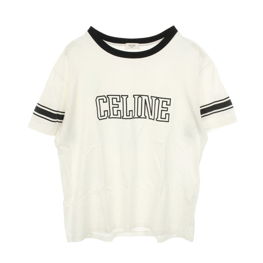 半袖Tシャツ クルーネック ロゴ コットン ホワイト ブラック セリーヌ
