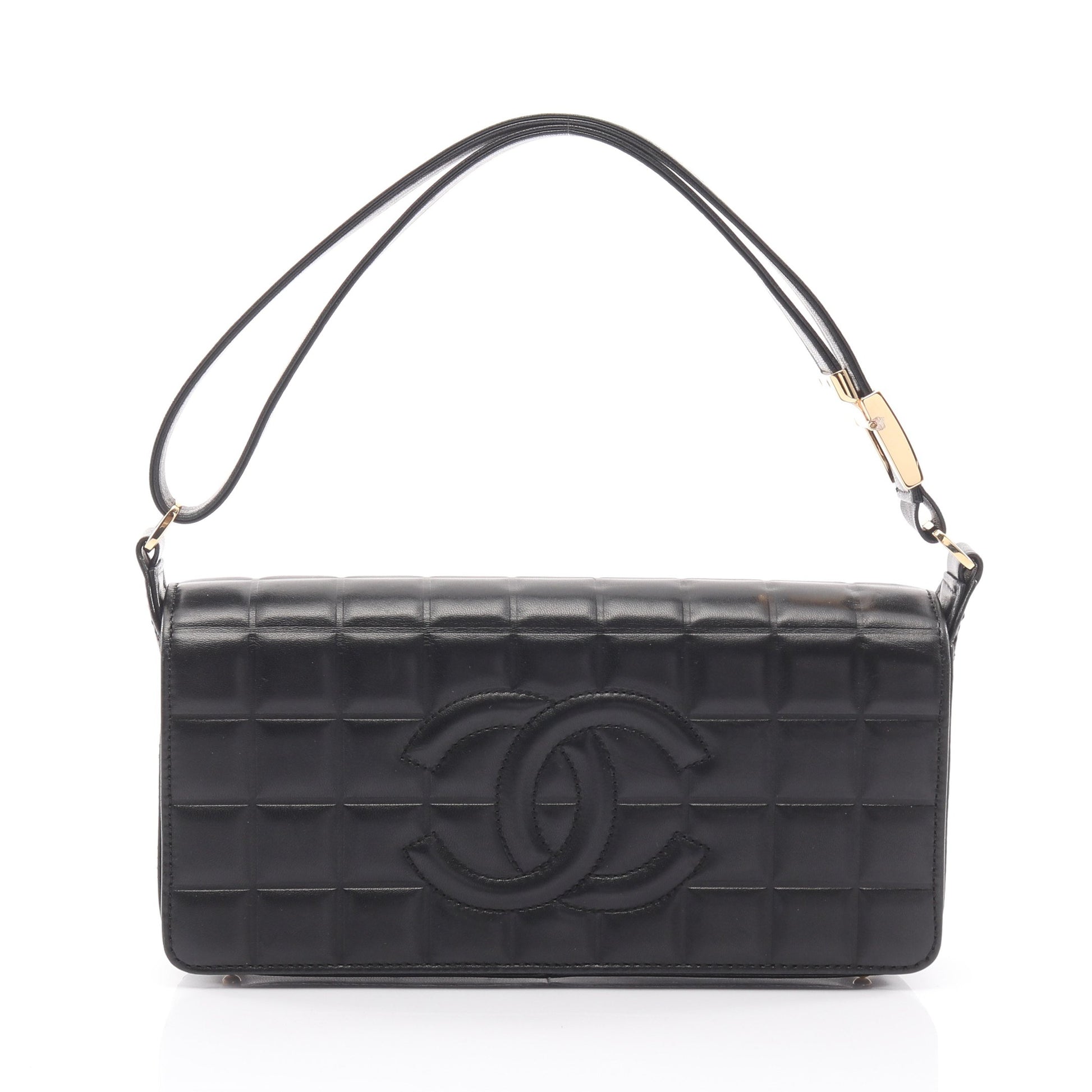 チョコバー ショルダーバッグ ラムスキン ブラック ゴールド金具 シャネル バッグ CHANEL