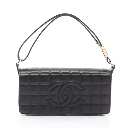 チョコバー ショルダーバッグ ラムスキン ブラック ゴールド金具 シャネル バッグ CHANEL
