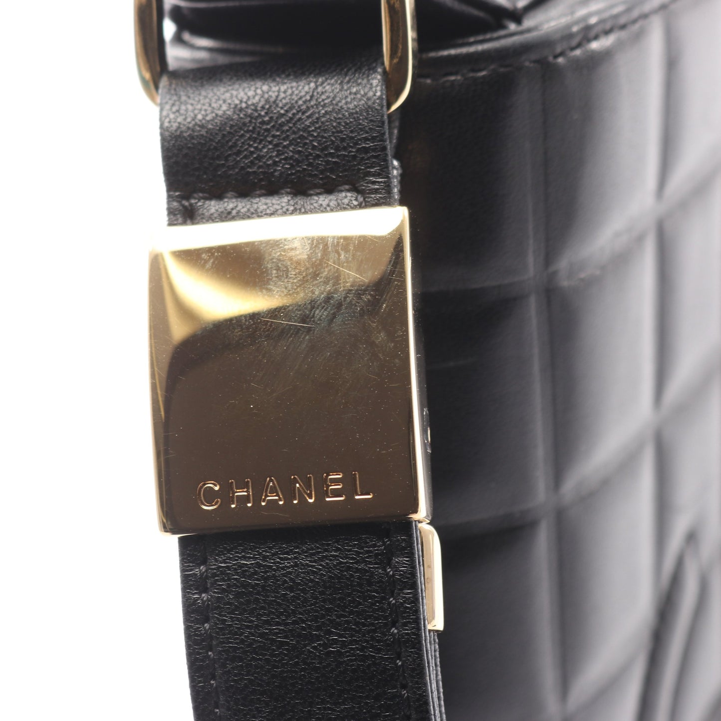 チョコバー ショルダーバッグ ラムスキン ブラック ゴールド金具 シャネル バッグ CHANEL