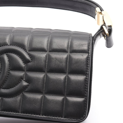 チョコバー ショルダーバッグ ラムスキン ブラック ゴールド金具 シャネル バッグ CHANEL