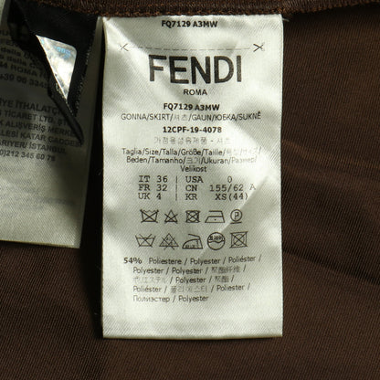 プリーツ スカート コットン ブラウン フェンディ ボトムス FENDI