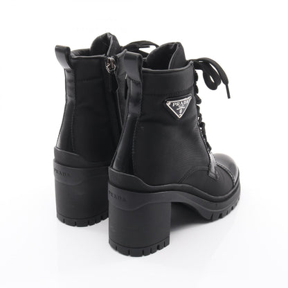 Re-Nylon レースアップ ブーツ ナイロン レザー ブラック 三角プレート プラダ シューズ PRADA