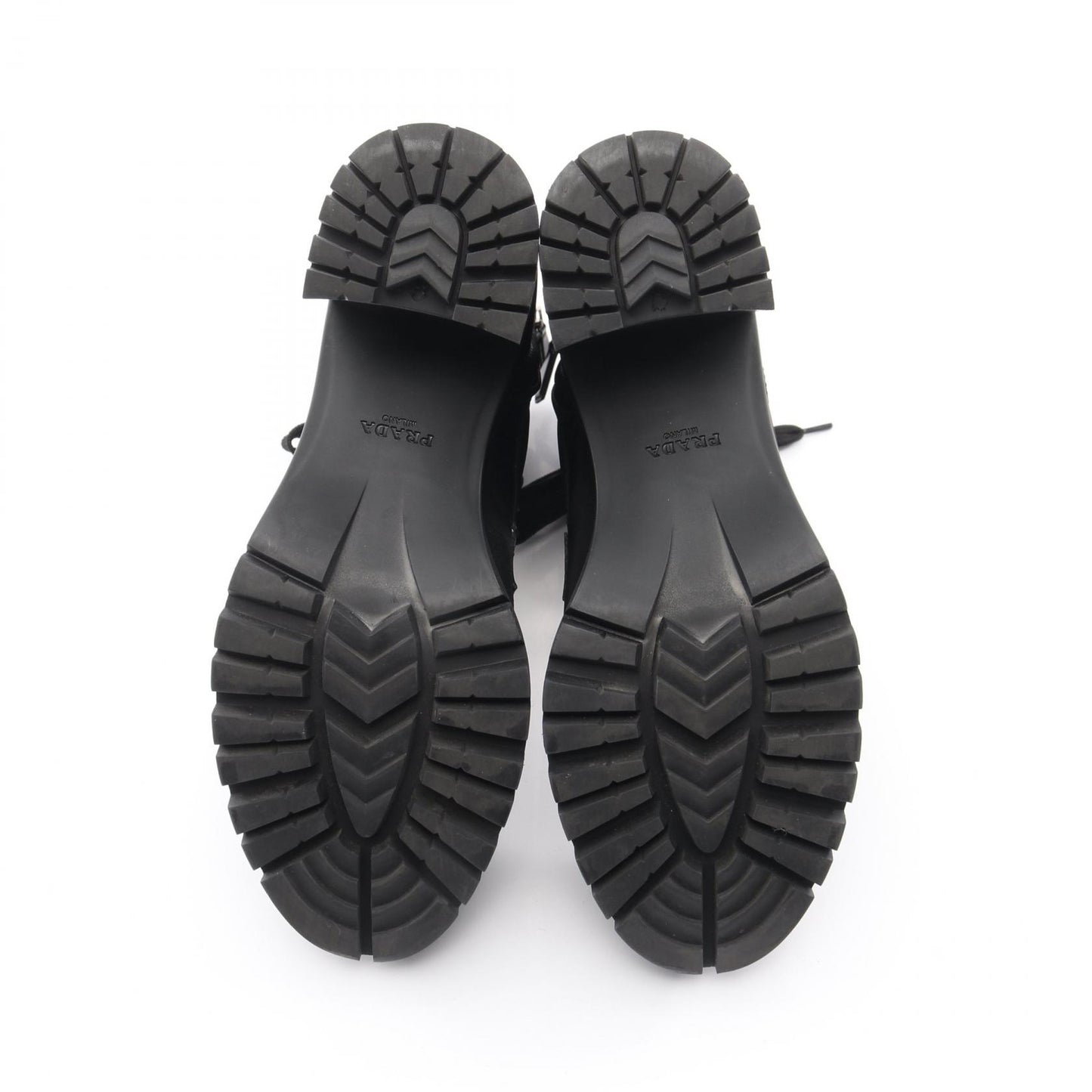 Re-Nylon レースアップ ブーツ ナイロン レザー ブラック 三角プレート プラダ シューズ PRADA