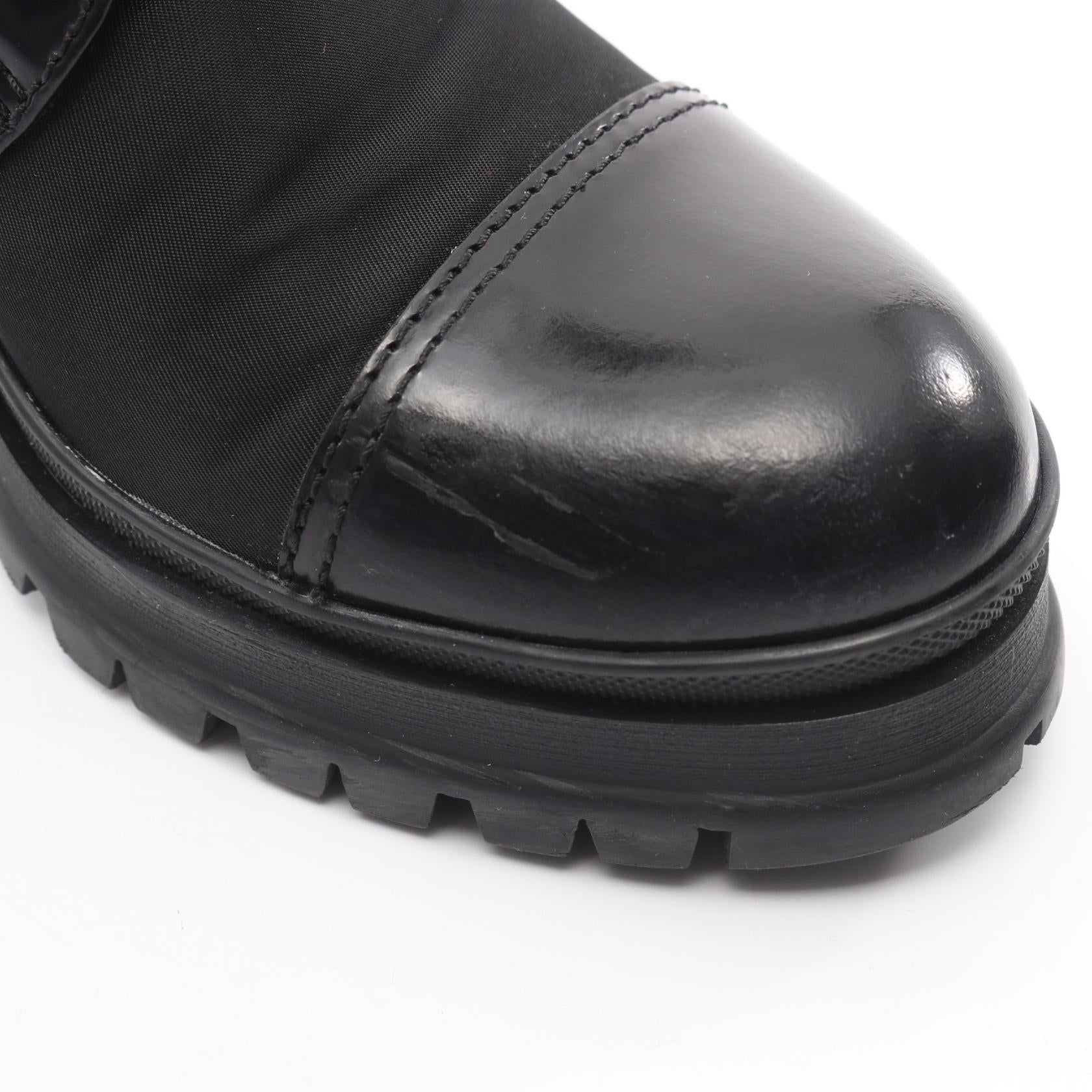 Re-Nylon レースアップ ブーツ ナイロン レザー ブラック 三角プレート