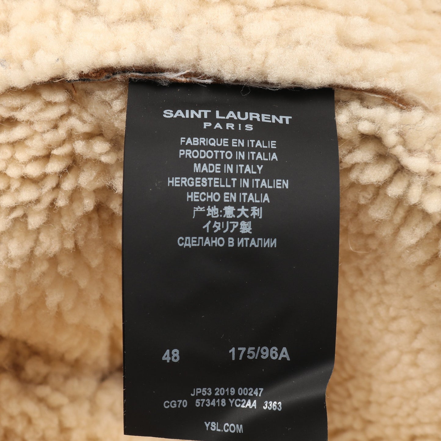 ムートンコート スエード イエローブラウン フード付き サンローランパリ アウター SAINT LAURENT PARIS