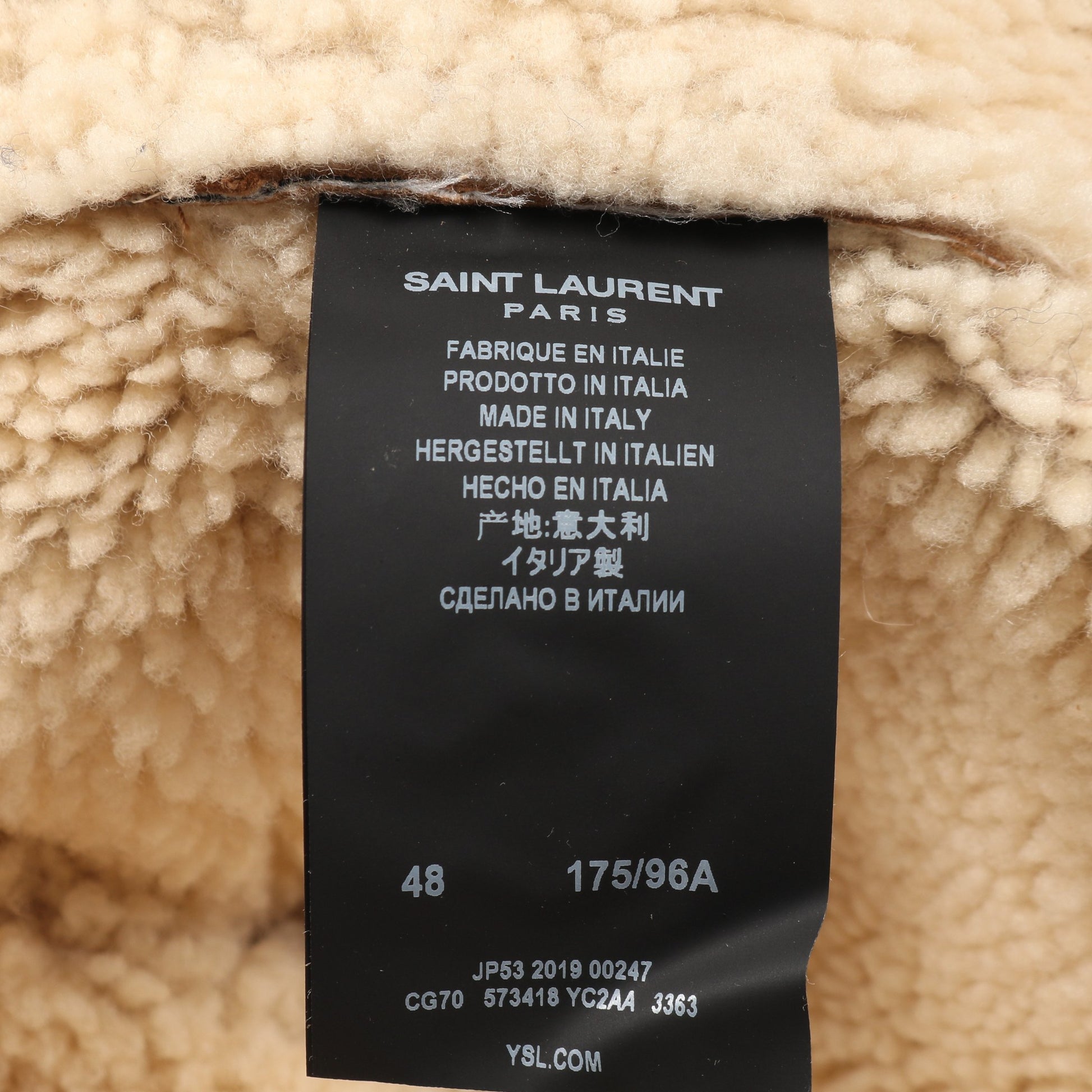 ムートンコート スエード イエローブラウン フード付き サンローランパリ アウター SAINT LAURENT PARIS