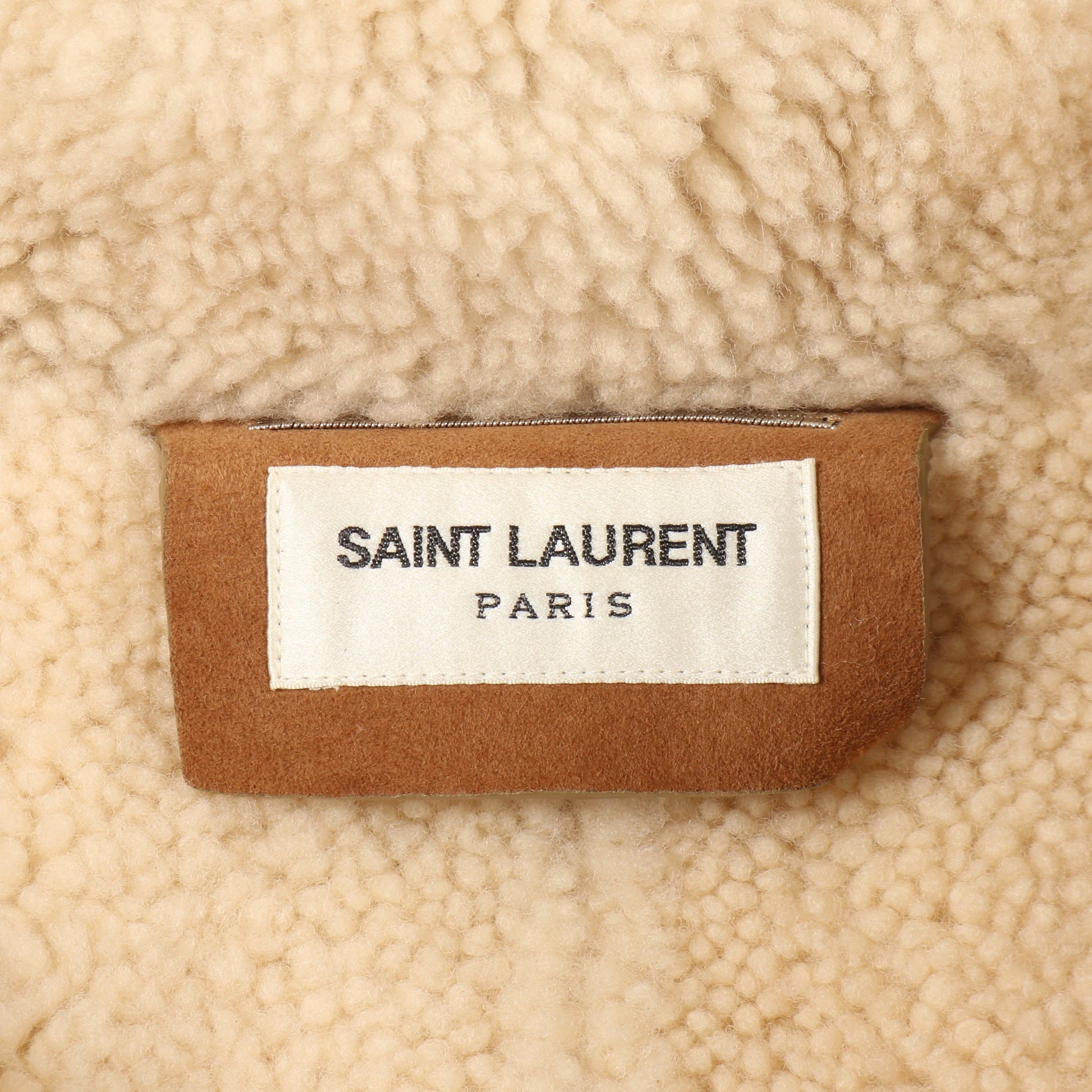 ムートンコート スエード イエローブラウン フード付き サンローランパリ アウター SAINT LAURENT PARIS