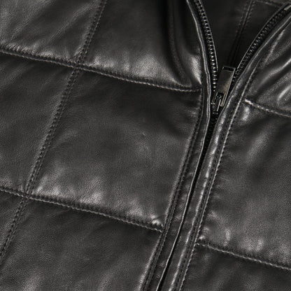 キルティングコート ラムレザー ブラック フード付き 中綿 サンローランパリ アウター SAINT LAURENT PARIS