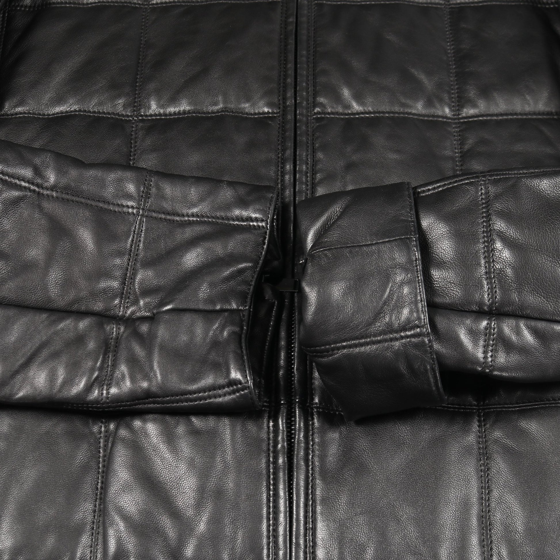キルティングコート ラムレザー ブラック フード付き 中綿 サンローランパリ アウター SAINT LAURENT PARIS