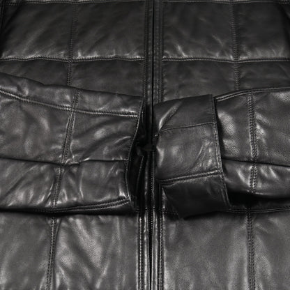 キルティングコート ラムレザー ブラック フード付き 中綿 サンローランパリ アウター SAINT LAURENT PARIS
