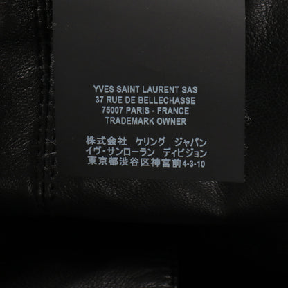 キルティングコート ラムレザー ブラック フード付き 中綿 サンローランパリ アウター SAINT LAURENT PARIS