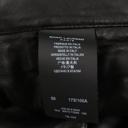 キルティングコート ラムレザー ブラック フード付き 中綿 サンローランパリ アウター SAINT LAURENT PARIS