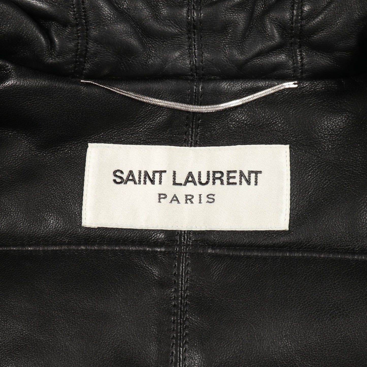 キルティングコート ラムレザー ブラック フード付き 中綿 サンローランパリ アウター SAINT LAURENT PARIS