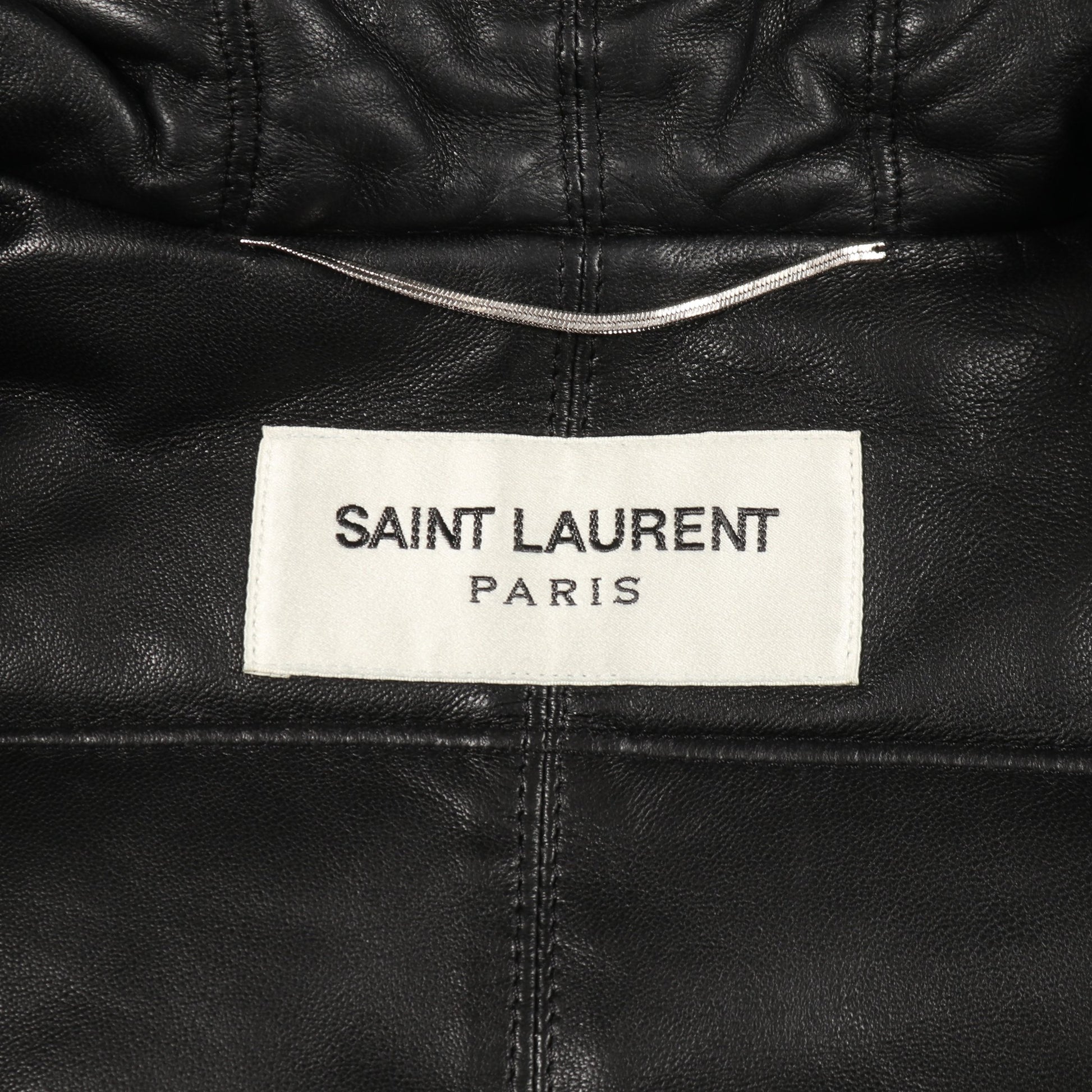 キルティングコート ラムレザー ブラック フード付き 中綿 サンローランパリ アウター SAINT LAURENT PARIS