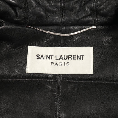 キルティングコート ラムレザー ブラック フード付き 中綿 サンローランパリ アウター SAINT LAURENT PARIS