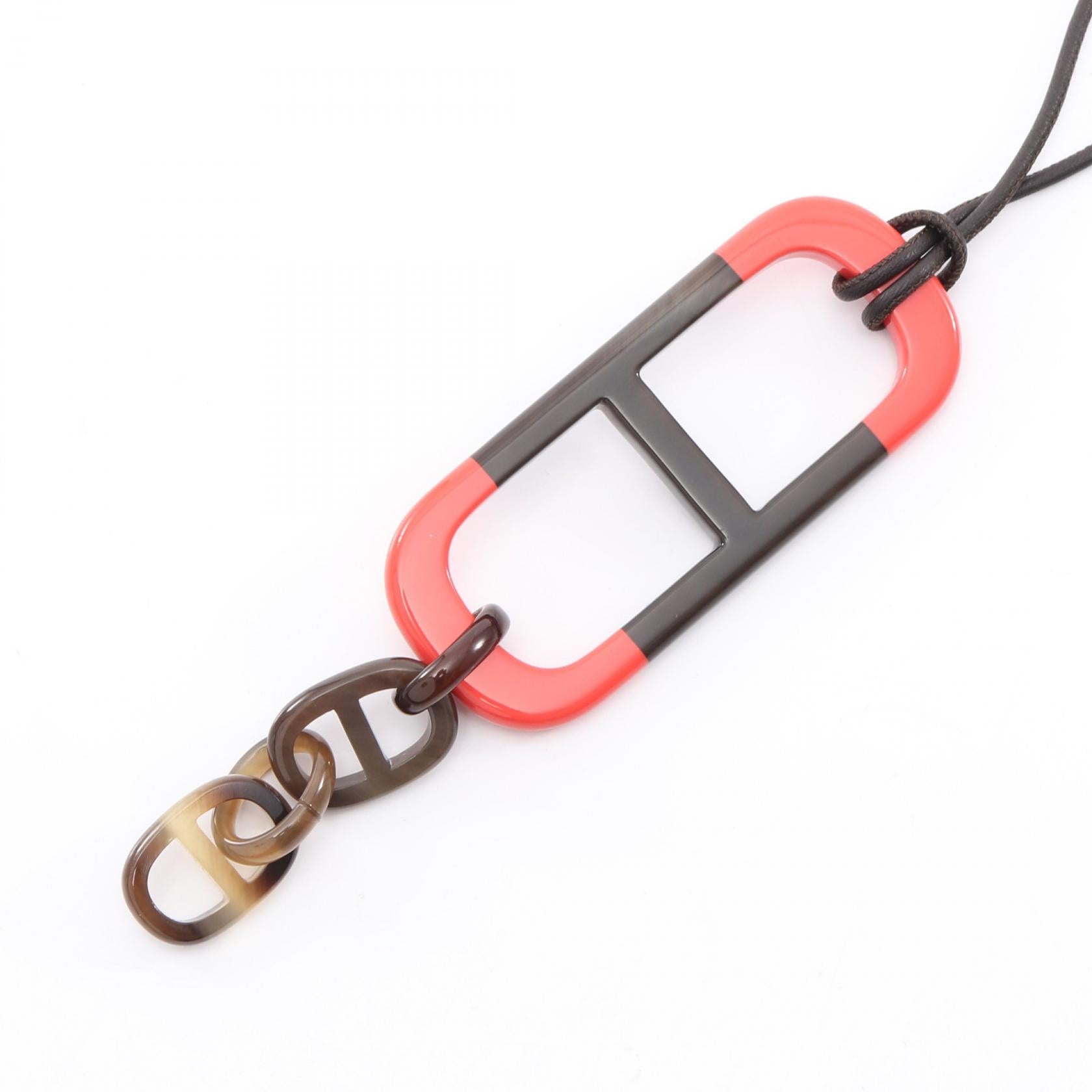アマール ネックレス バッファローホーン レザー ピンクレッド ブラウン エルメス アクセサリー HERMES