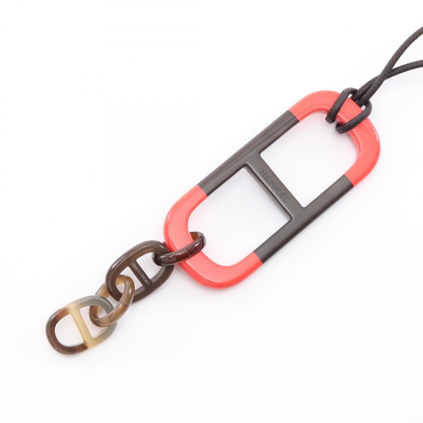 アマール ネックレス バッファローホーン レザー ピンクレッド ブラウン エルメス アクセサリー HERMES