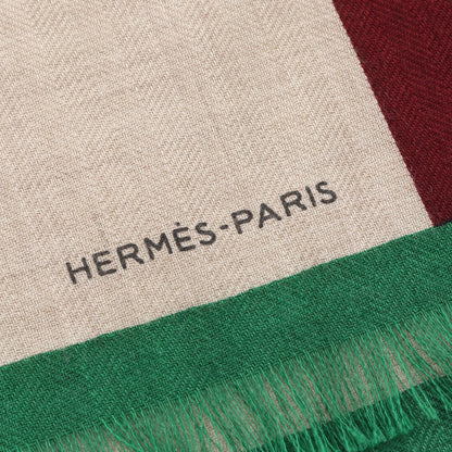 レクタングル Cheval a la Couverture ストール ショール カシミヤ シルク ベージュ マルチカラー エルメス 財布・小物 HERMES