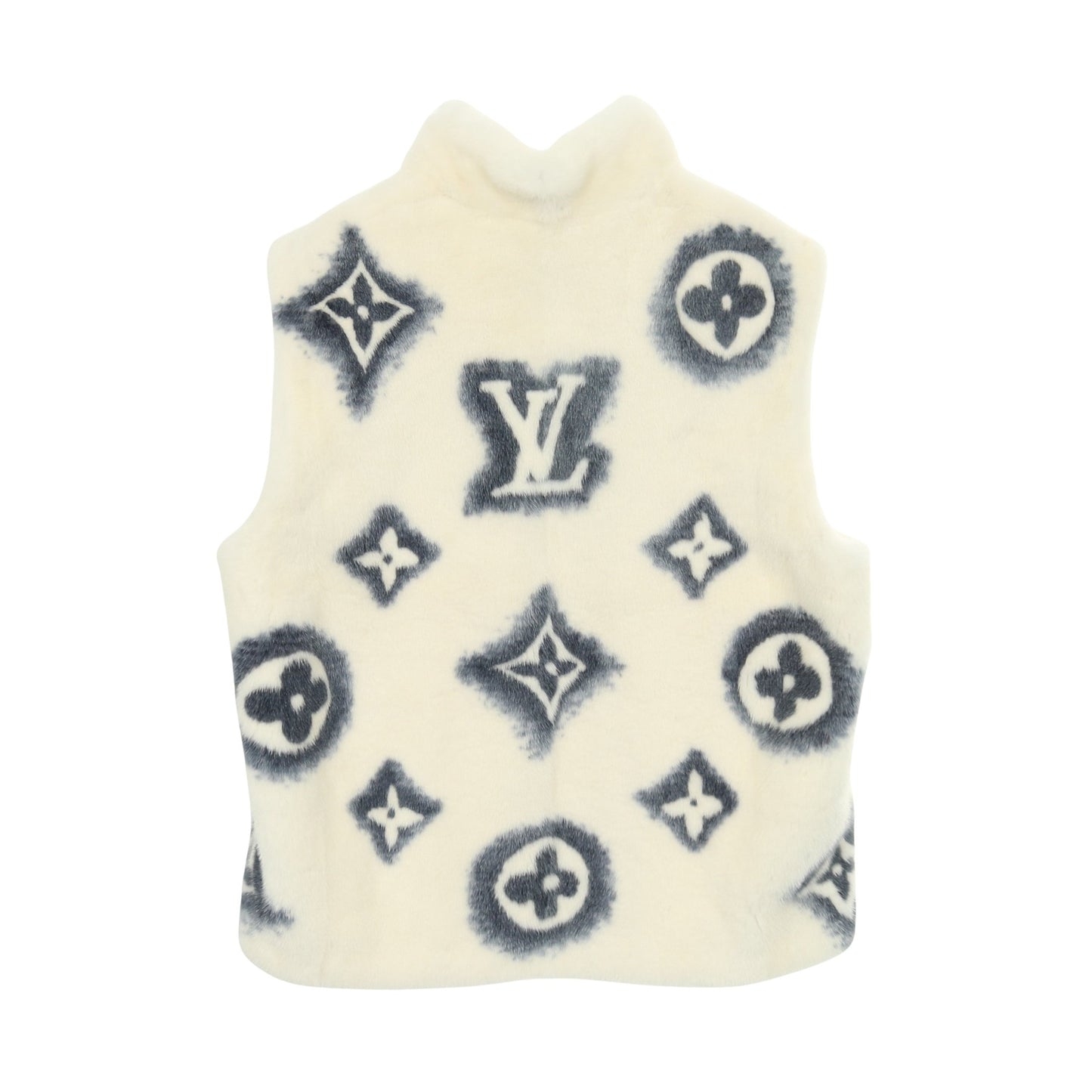 モノグラム ベスト ミンク ホワイト ブルー ルイヴィトン アウター LOUIS VUITTON