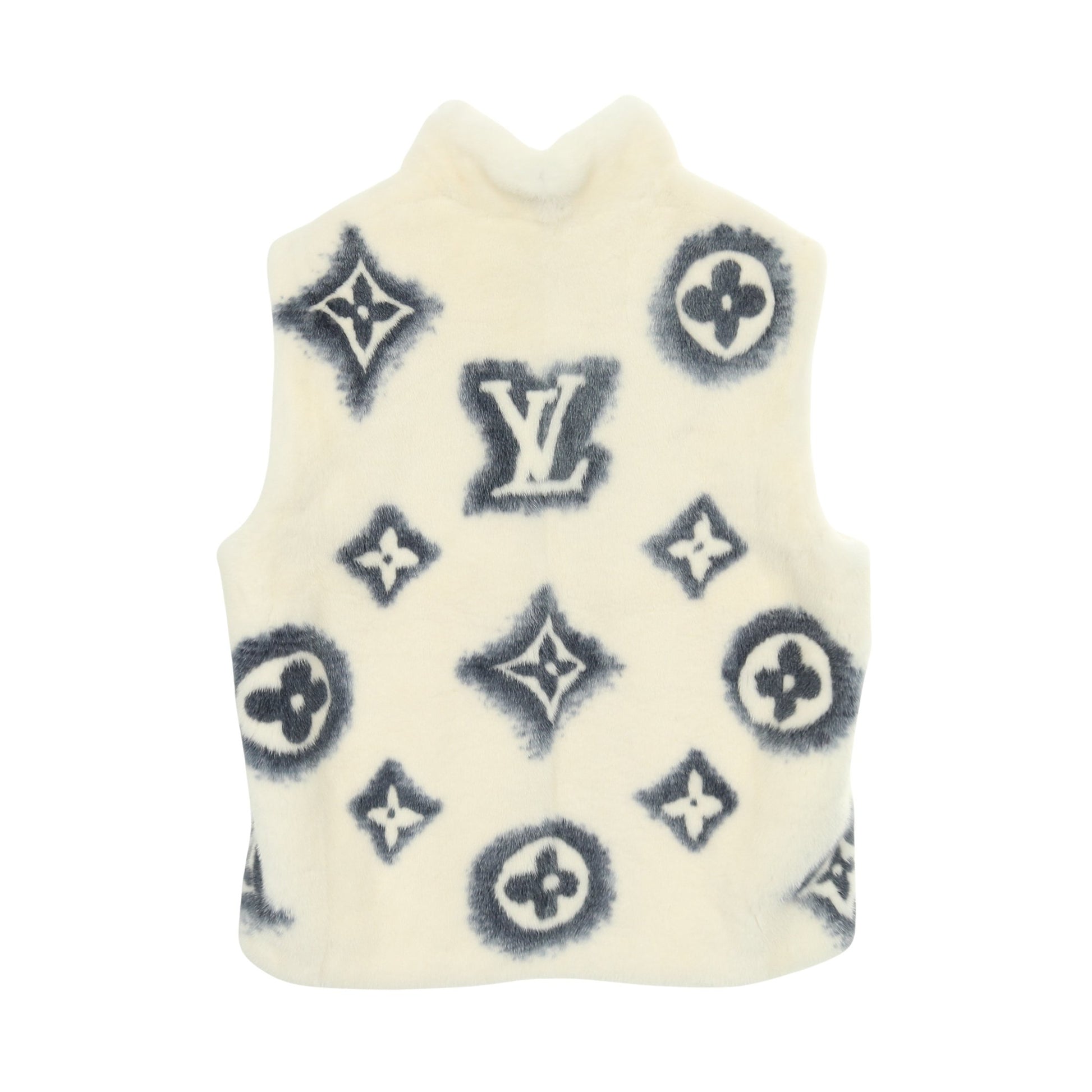 モノグラム ベスト ミンク ホワイト ブルー ルイヴィトン アウター LOUIS VUITTON