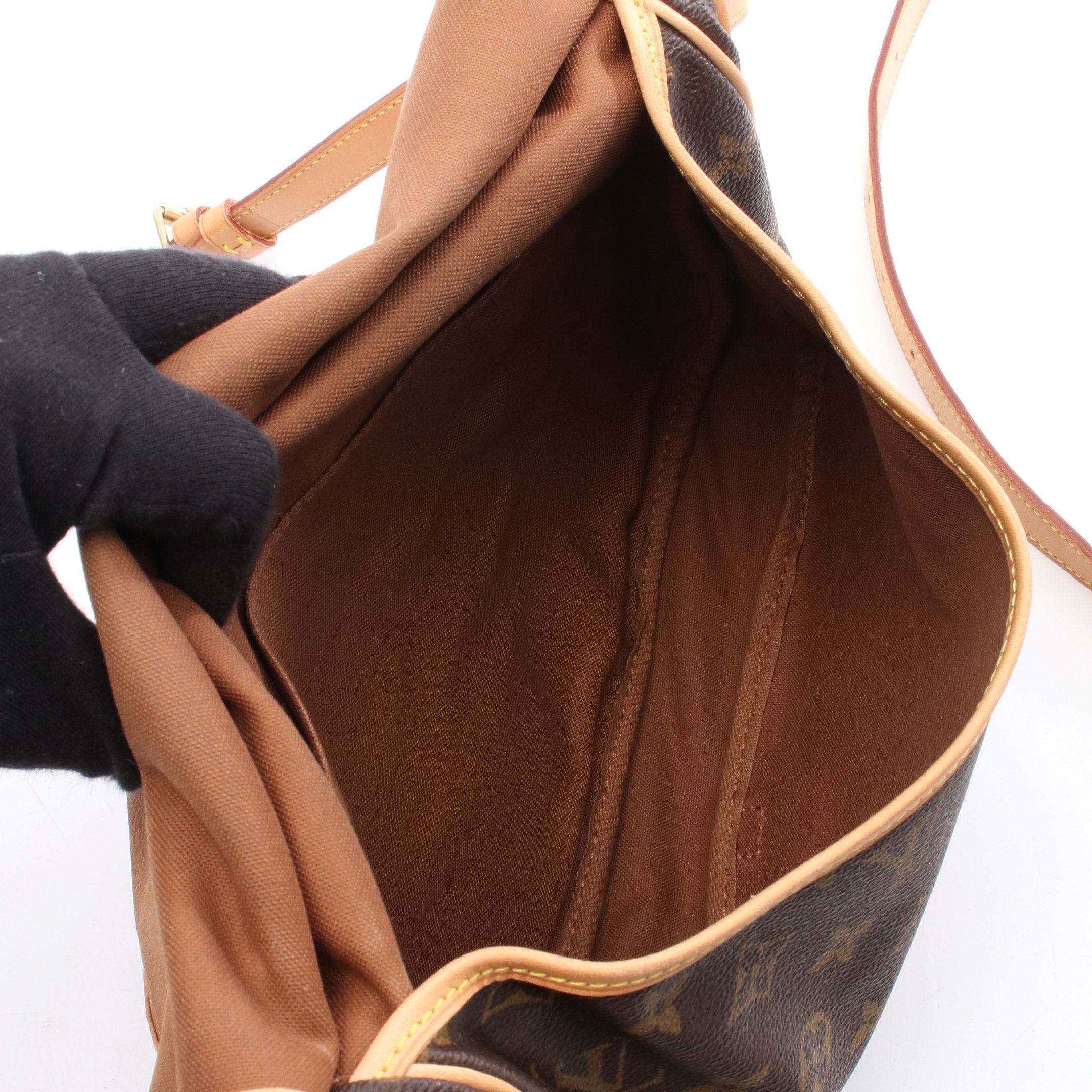 ソミュール30 モノグラム ショルダーバッグ PVC レザー ブラウン ルイ