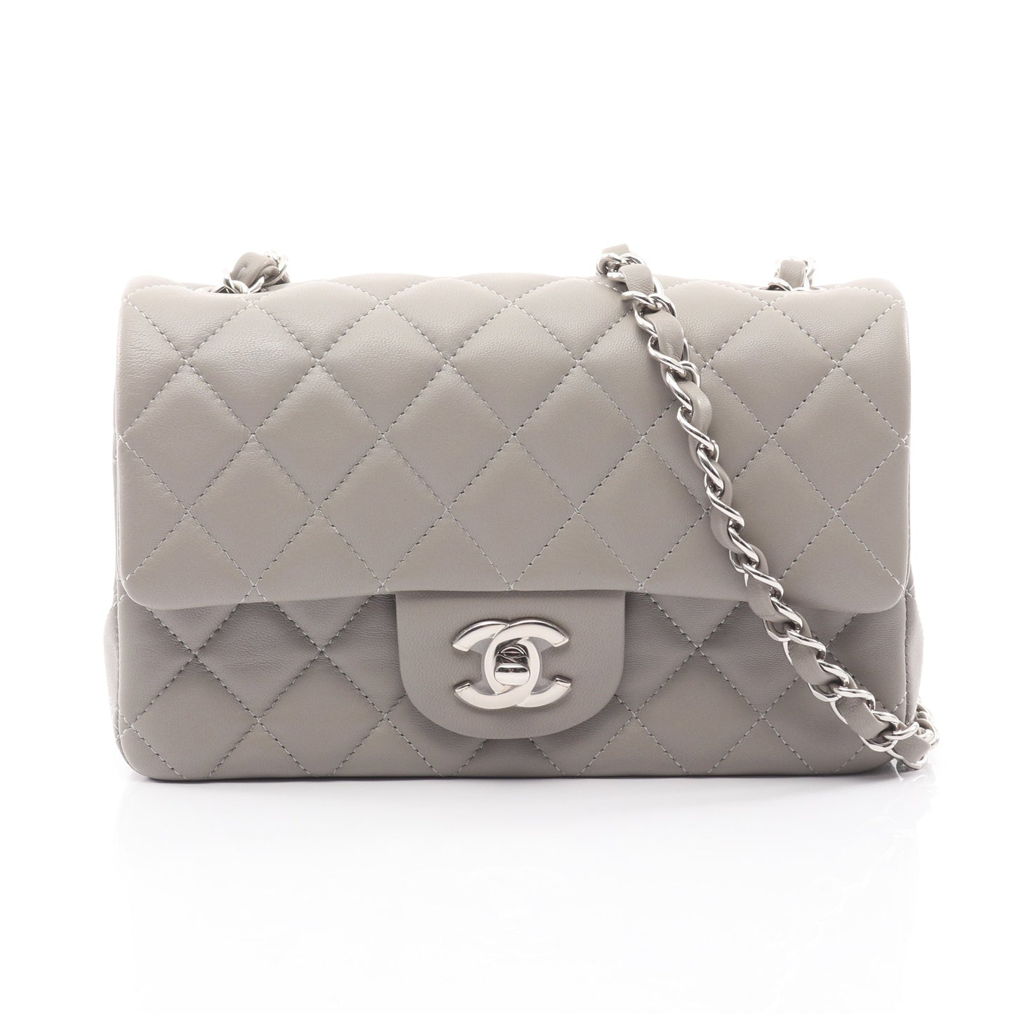 ミニマトラッセ20 チェーンショルダーバッグ ラムスキン グレー シルバー金具 シャネル バッグ CHANEL