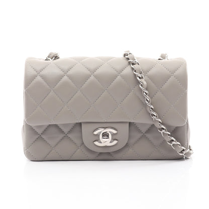 ミニマトラッセ20 チェーンショルダーバッグ ラムスキン グレー シルバー金具 シャネル バッグ CHANEL