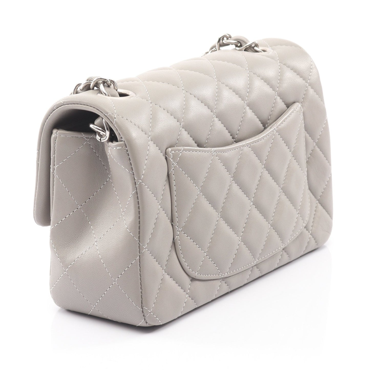 ミニマトラッセ20 チェーンショルダーバッグ ラムスキン グレー シルバー金具 シャネル バッグ CHANEL